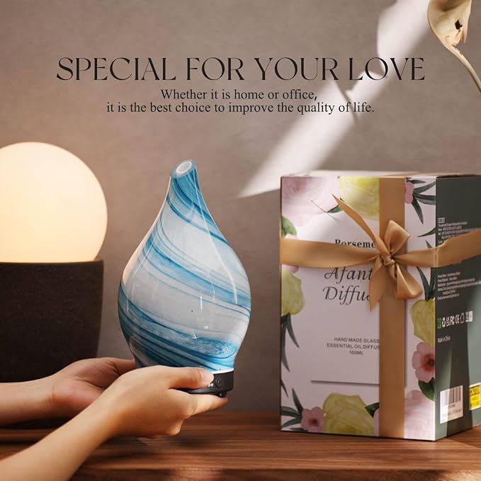 Porseme 150ml Essential Oil Diffuser Glass Color Changing Aroma Air Diffusers - Image 6