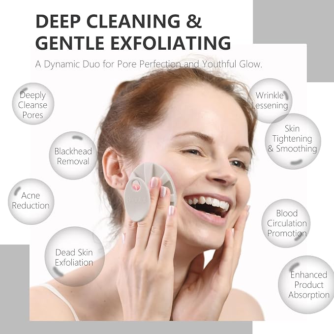 BEAUTAIL Silicone Face Scrubber 2 Pack, Manual Facial Cleansing Brush, Gentle - Image 4
