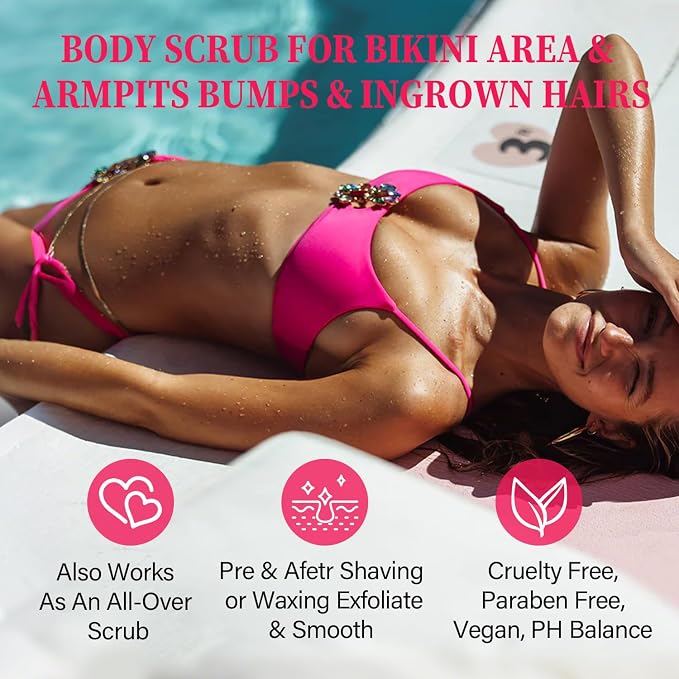Bikini Area Exfoliator with 10% AHAs BHA & Vitamin C, Exfoliating Body Scrub - Image 3