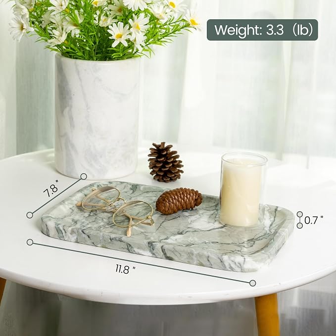 Karibiber Vanity Tray, Marble Bathroom Tray Countertop, Decorative Dresser - Image 4