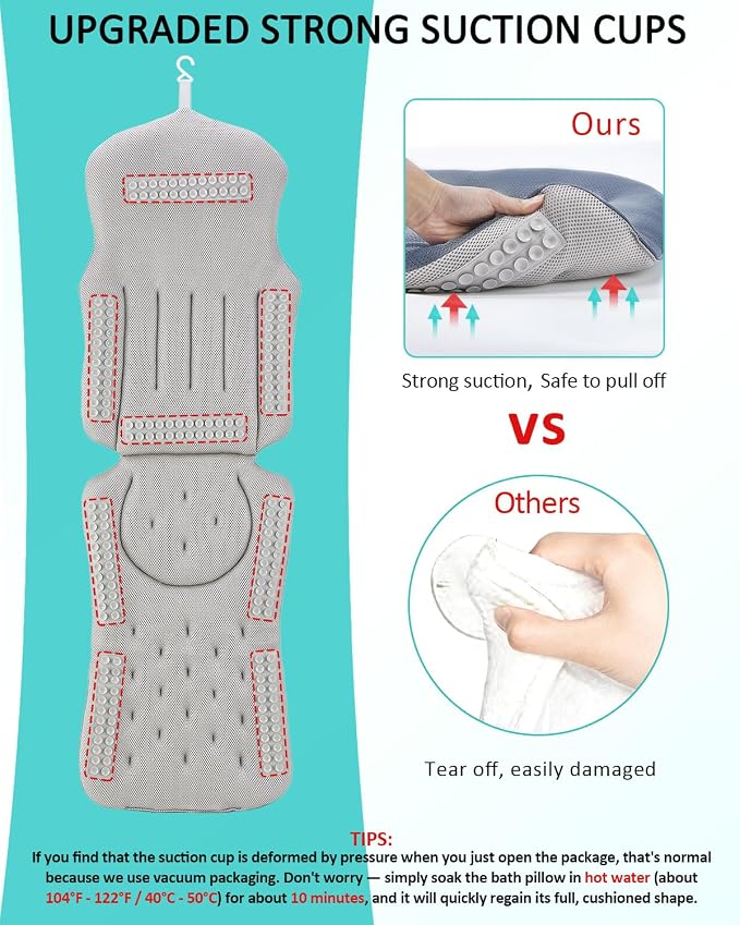 Full Body Bath Pillow for Bathtub, 5D Thick Tub Pillow for Bathtub - Image 4
