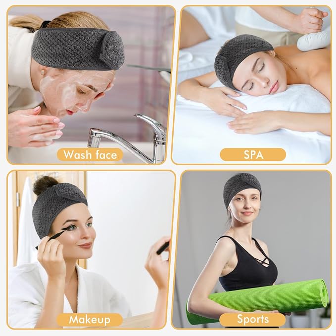 SINLAND Spa Headband for Women Ultra Soft Adjustable Makeup Hair Band - Image 5