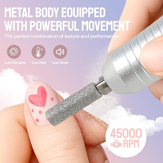 Droyek Electric Nail Drill Portable Nail Drill Professional 45000 RPM 6 Salon - Image 3