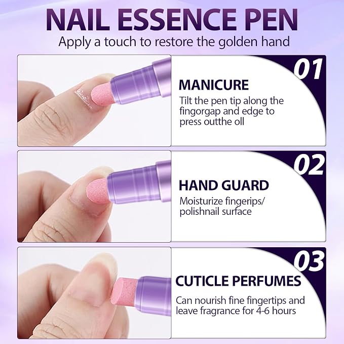 3Pcs Cuticle Oil Pusher Pen Set, 2-in-1 Ceramic Cuticle Pushers Pusher & Oil Pen - Image 6