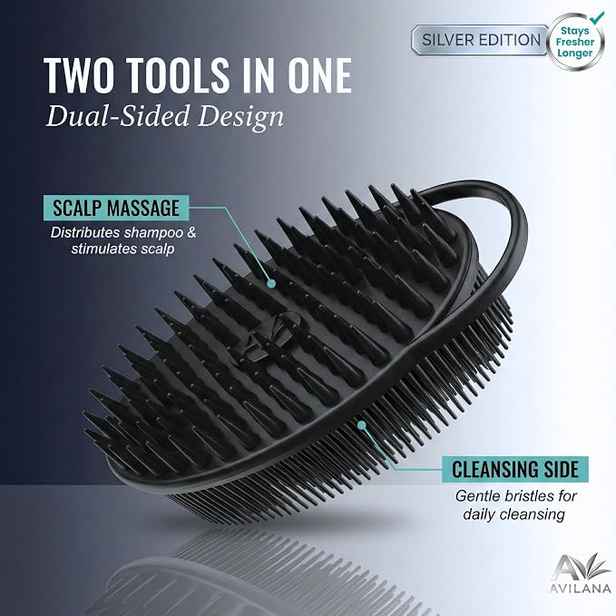 Avilana Silver Edition Scalp Massager Shampoo Brush - Image 4