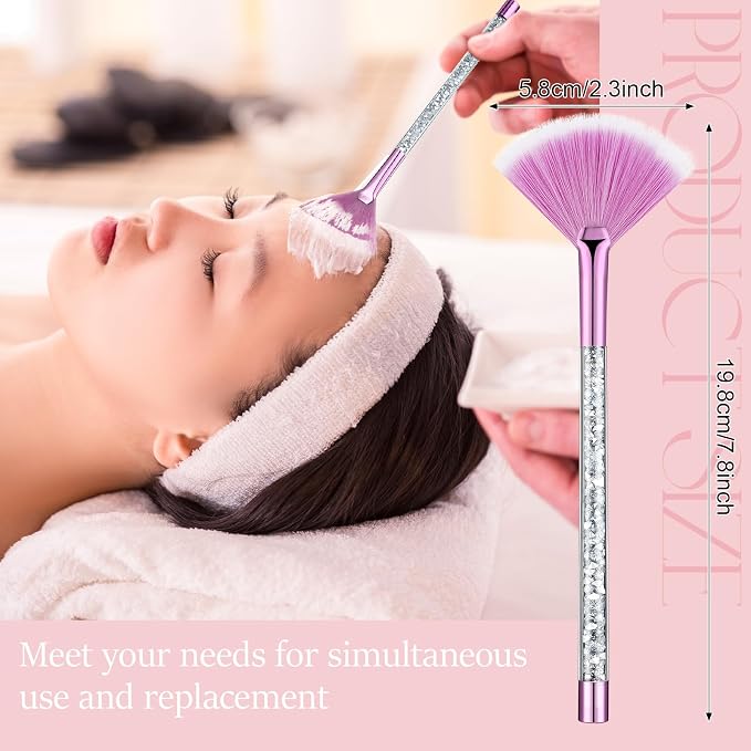 9 Pieces Facial Fan Mask Brushes, Soft Facial Applicator Brushes Tools - Image 2