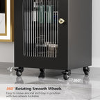 Salon Cart with Wheels & Adjustable Shelf, Esthetician, Storage Cabinet w/Glass - Image 7