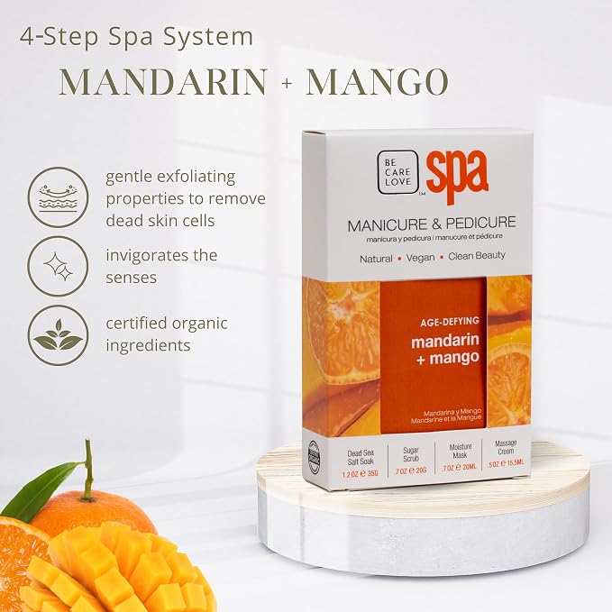 BCL Spa Mandarin + Mango Professional Pedicure Kit Foot Spa Set – Exfoliate - Image 5