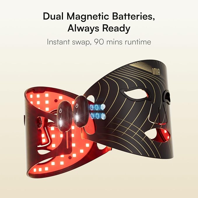 INIA Red Light Therapy Mask for Face, Glow Wireless LED Face Mask Light Therapy - Image 6