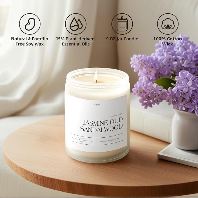 Jasmine, Oud & Sandalwood Scented Candles - Image 3