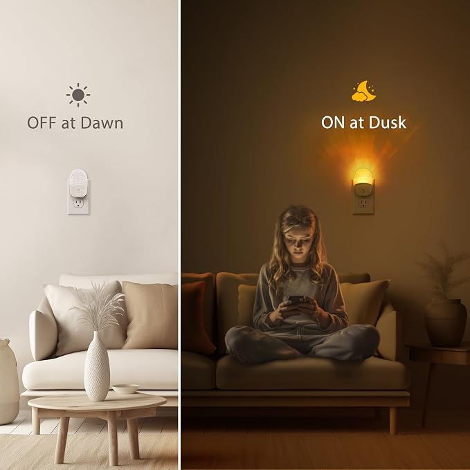 DORESshop Led Night Lights Plug into Wall, 4 Packs Amber Dimmable Dusk to Dawn - Image 2