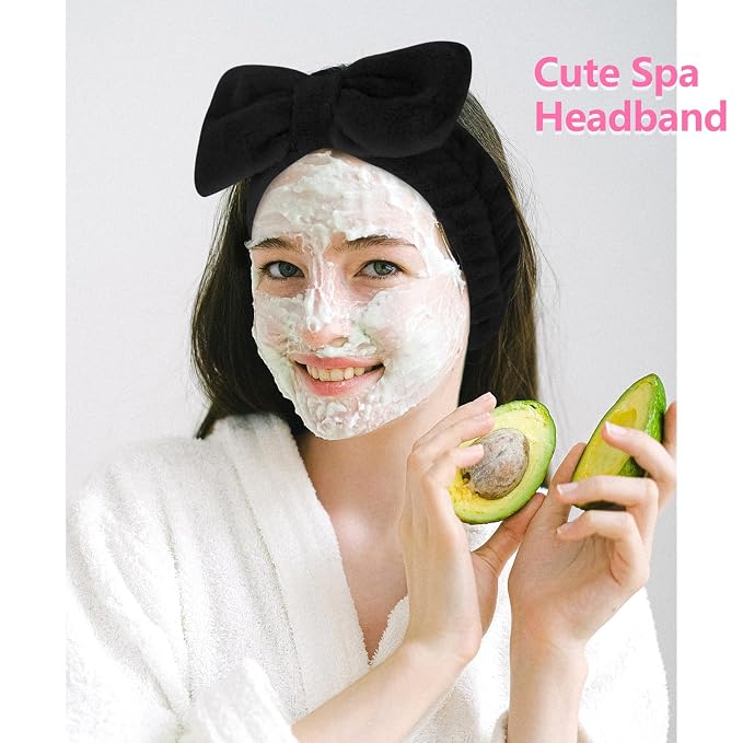 Ondder 8 Pack Makeup Headband Black and Pink Spa Headband Skincare Headbands - Image 3