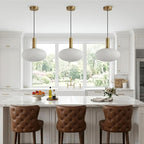 KCO Lighting Large Milk Glass Pendant Lighting Kitchen Island Brushed Brass - Image 4