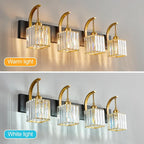 Crystal Vanity Lights 4-Light Black Gold Bathroom Vanity Lights Modern Crystal - Image 2