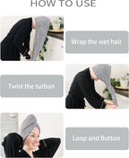 ROLSHOL Extra Large 4 Pack Microfiber Hair Towel Wrap - Image 6