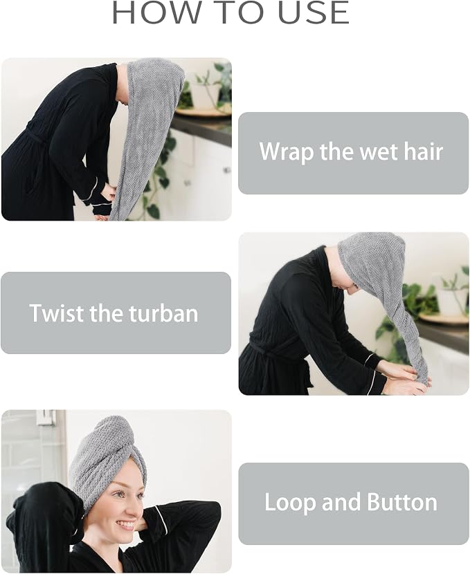 ROLSHOL Extra Large 4 Pack Microfiber Hair Towel Wrap - Image 6