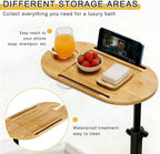 3-Tier Freestanding Bathtub Tray Table, Adjustable Bamboo Bath Caddy - Image 3