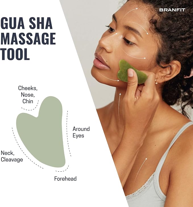 Gua Sha Massage Tool Jade Roller Skin Care Kit by Branfit, 100% Natural Jade - Image 3