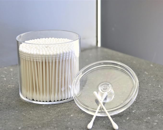 20-Ounce Qtip Holder Storage Canister Set of 2, Bathroom Makeup Organizer - Image 4
