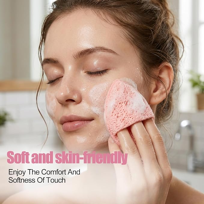 9PCS Drop Shape Exfoliating Face Scrubber Sponge Daily Cleansing Facial Sponges - Image 3