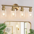Zarbitta 4-Light Bathroom Light Fixtures, Brushed Brass Modern Vanity Lights by Zarbitta