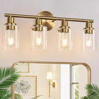 Zarbitta 4-Light Bathroom Light Fixtures, Brushed Brass Modern Vanity Lights by Zarbitta