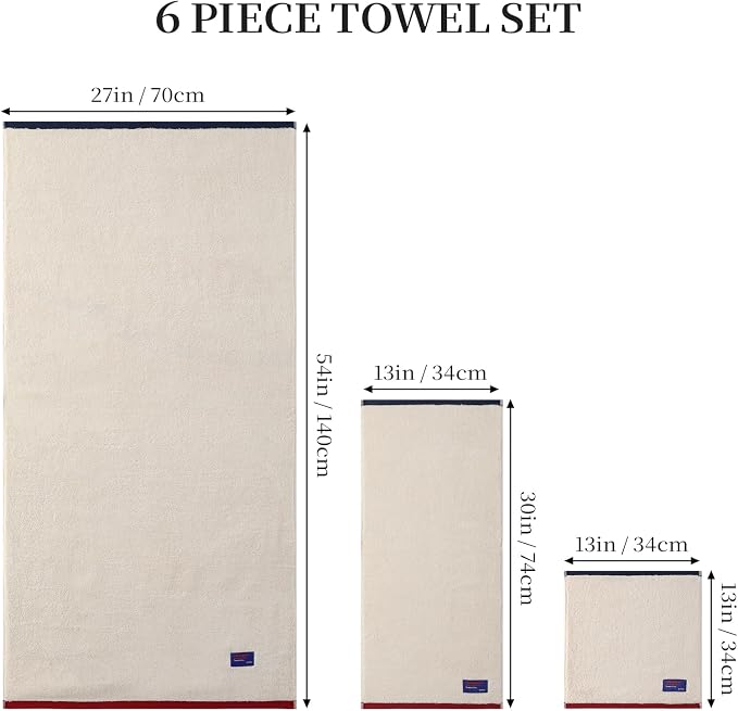 REDKISS 6 Piece Luxury Bath Towel Set, 2 Bath Towels, 2 Hand Towels, 2 - Image 3