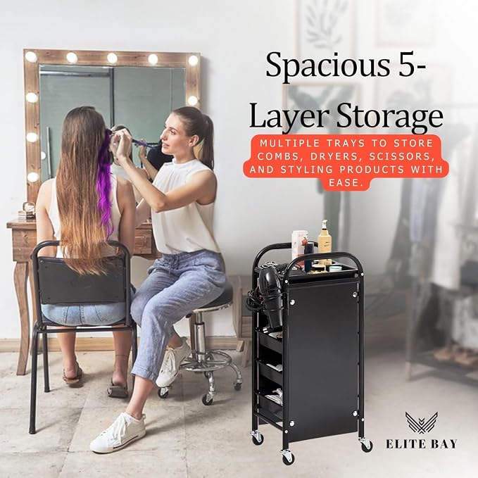 ELITE BAY-Hairdressing Trolley- Metal Salon Rolling Cart Organizer.Durable - Image 4