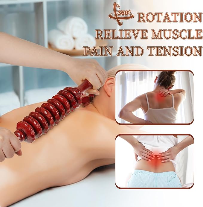 Liitrton Manual Wooden Fascia Massage Roller Trigger Points - Image 3