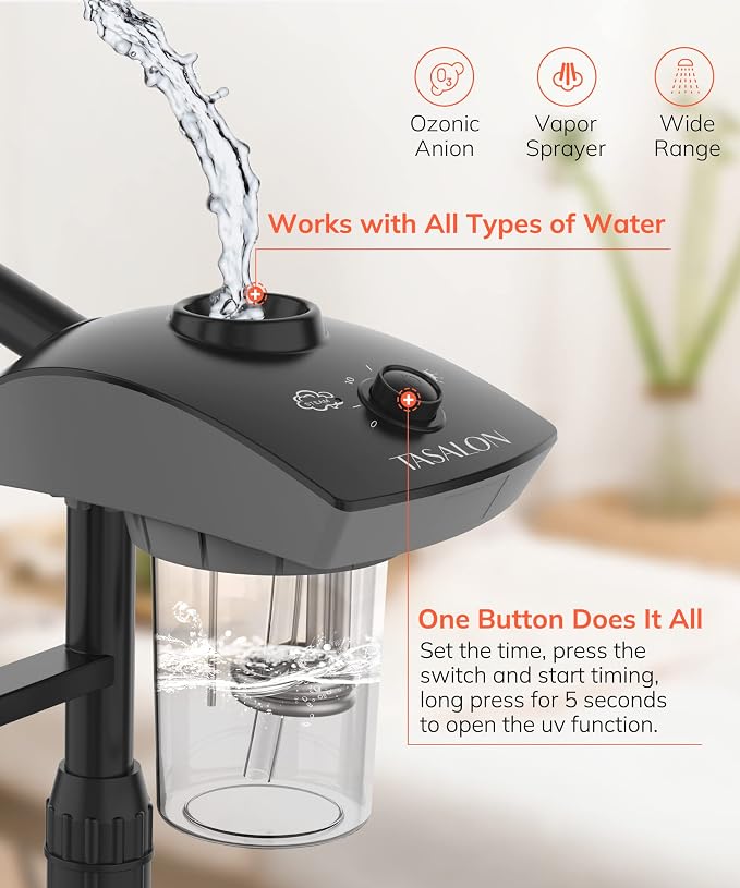 TASALON Professional Ionic Facial Steamer, 2-in-1 Face Steamer - Image 3