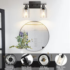 ShineTech 2-Light Bathroom Vanity Light Fixtures, Modern Wall Lighting - Image 4