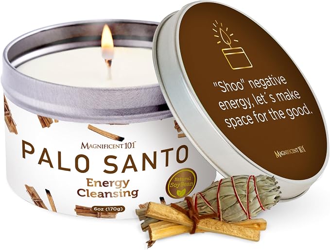 Magnificent 101 Long Lasting Palo Santo Smudge Candle | 6 Oz by Magnificent101