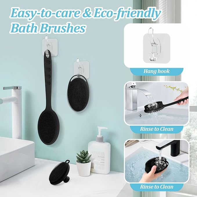 Silicone Back & Body & Face Scrubber Set 3PCS, Gentle Exfoliating Back & Body - Image 9
