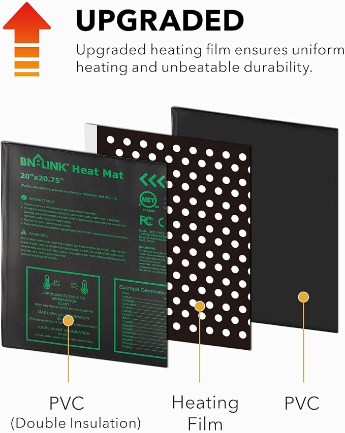 BN-LINK Seedling Heat Mat Warm Hydroponic Heating Pad Waterproof 20" x 20.75" - Image 4