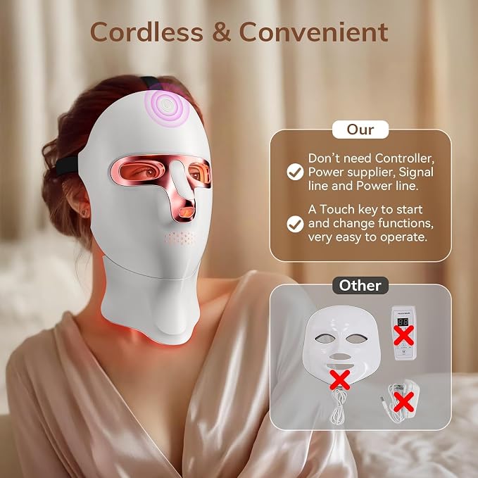 ONLUKY Red Light Therapy Mask for Face, Cordless LED Face Mask Light Therapy - Image 6