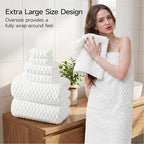 REDKISS White Microfiber Towels Set of 6-35x70 Inches Oversized Bath Sheets - Image 7