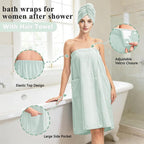 Women’s Adjustable Spa Wrap Towel Set, Microfiber Body Wrap Bathrobe - Image 3