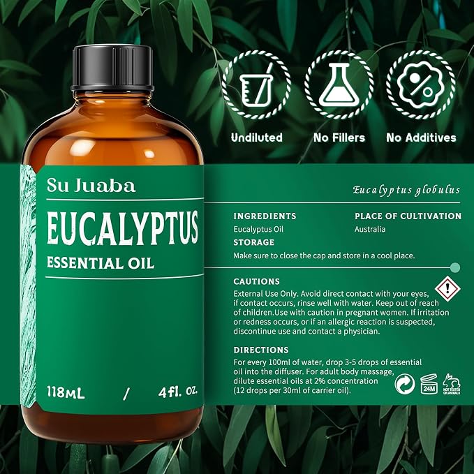 SU JUABA Eucalyptus Essential Oil 4 Fl Oz, 100% Pure Natural - Image 6
