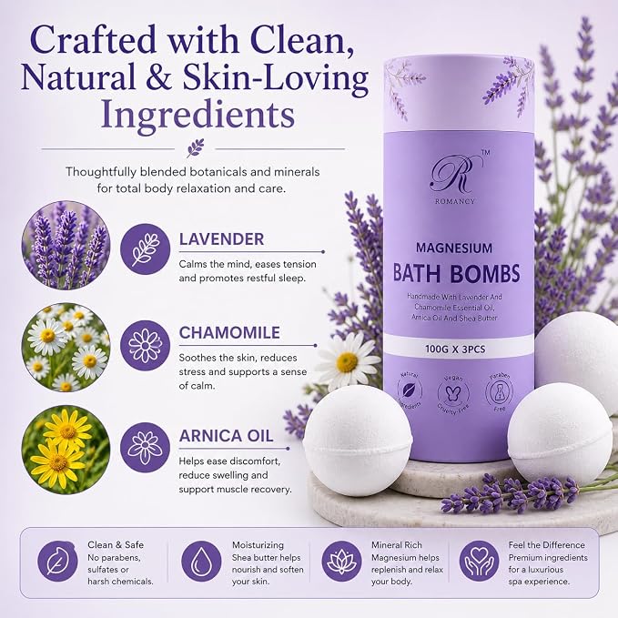 Magnesium Lavender Bath Bombs Gift Set – XL Epsom Salt Bath Bombs - Image 4