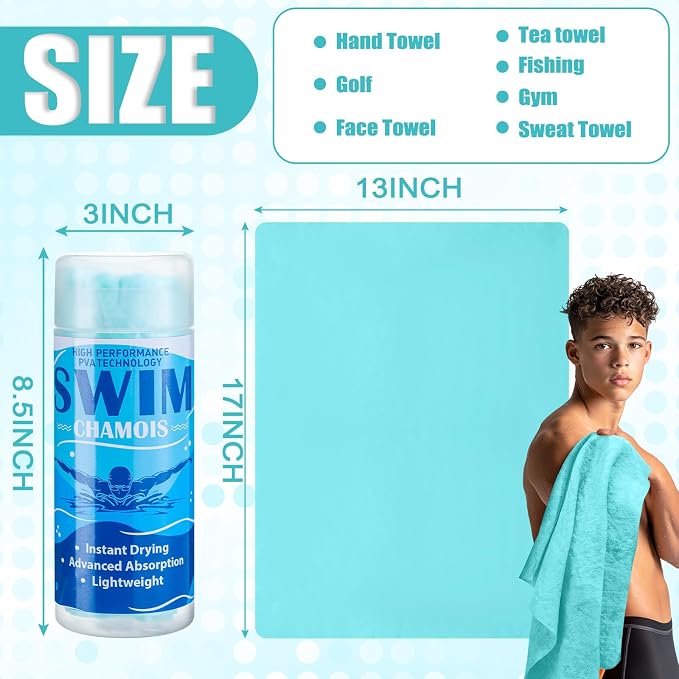 SmoothNovelty 2 Pack Swim Chamois Towel Water Absorbent Quick Dry Towel Shammy - Image 2