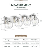Bathroom Light Fixtures, 4 Light Brushed Nickel Vanity Light, 26 Inch Modern - Image 3
