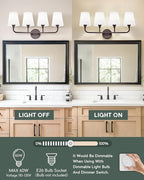 Bathroom Light Fixtures, 4 Light Oil Rubbed Bronze Vanity Lights - Image 4