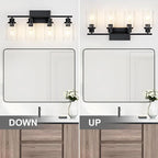 4 Light Black Bathroom Vanity Light Fixture Over Mirror Modern Farmhouse Wall - Image 6