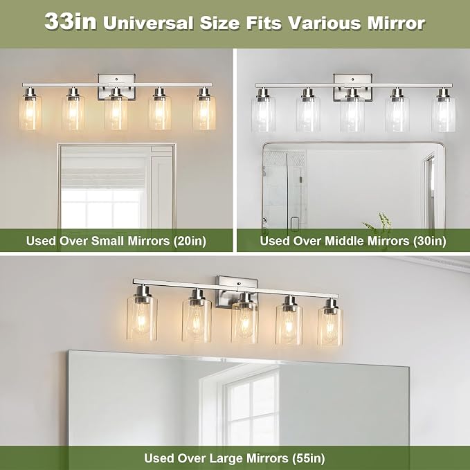 Unicozin Modern Bathroom Light Fixtures, 5 Light Vanity Lights Over Mirror - Image 7