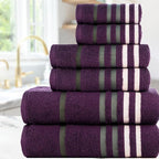 CASA COPENHAGEN Exotic 6Pcs 100% Egyptian Cotton Designer Towels Gift Set- Dark - Image 2