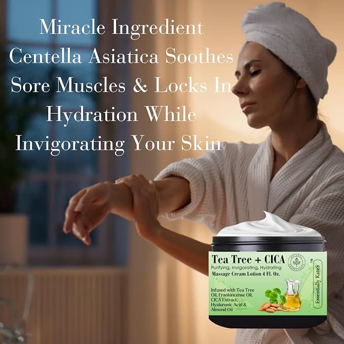 Essentially KateS Tea Tree 2.5% Body Cream Massage Lotions 4 oz, Infused - Image 7
