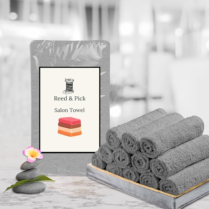 Reed&Pick Hand Towels Grey Economy Towels Salon Towels - Image 3