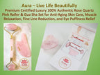 Premium Certified Luxury 100% Authentic Rose Quartz Pink Roller & Gua Sha Set - Image 2
