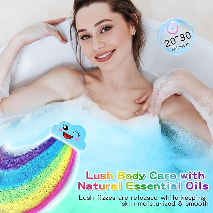 Rainbow Bath Bombs for Kids, Handmade 4 Pcs Kids Bath Bombs Gift Set for Girls - Image 6