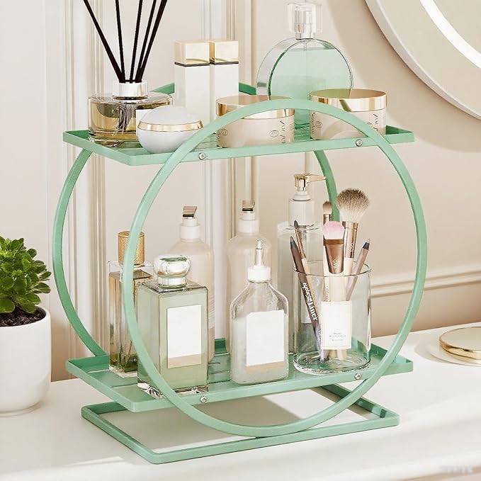 Green Perfume Organizer for Dresser, 2-Tier Bathroom Counter Organizers by YIWANFW